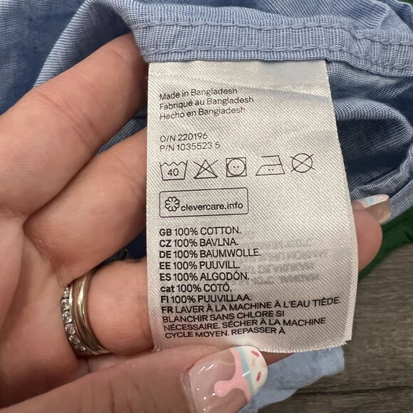 H&M Youth Boy 12 14 Blue Short Sleeve Button Front Cotton Shirt - Picture 4 of 4